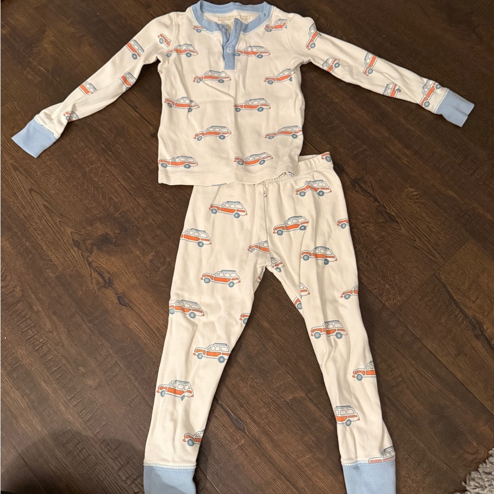The Beaufort Bonnet Company - Cream and Light Blue Woody Car-Print Pajama Set